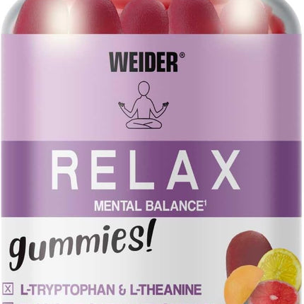 Weider Relax & Sleep Gummies with L-Theanine, L-Tryptophan, Passionflower, Lemon Balm & B6 - Citrus Punch Flavour