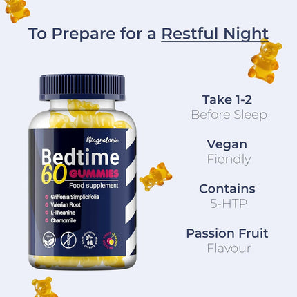 Niagratonic Vegan Bedtime Gummies with Griffonia Seed & 5-HTP – 60 Count