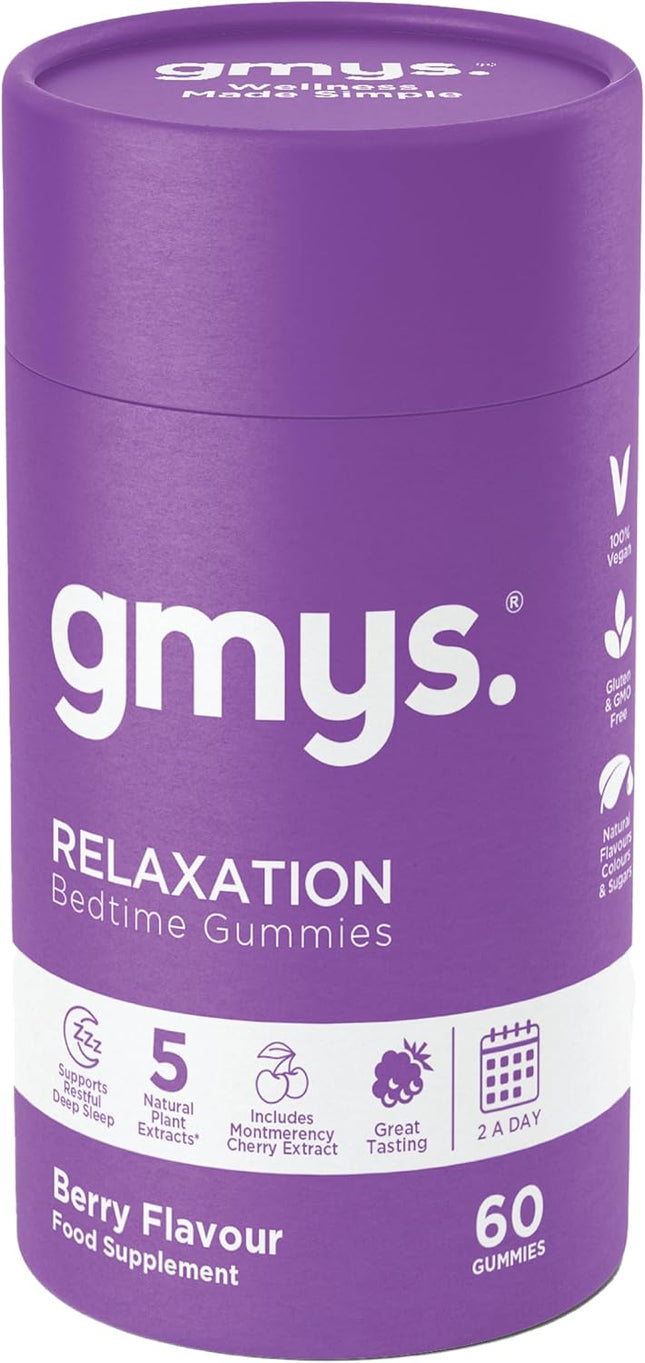 Gmys Night Calm Gummies – 60 Count | Tart Cherry & Melatonin Blend with Botanical Extracts