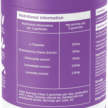 Gmys Night Calm Gummies – 60 Count | Tart Cherry & Melatonin Blend with Botanical Extracts
