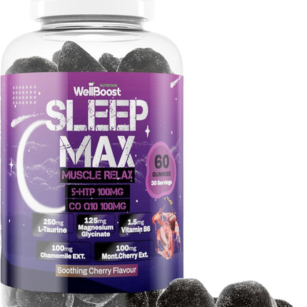 Sleep Max Gummies – 5-HTP, CoQ10, Magnesium & Botanicals – Cherry Flavour