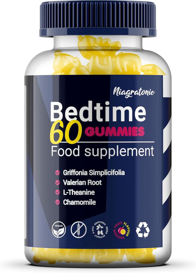 Niagratonic Vegan Bedtime Gummies with Griffonia Seed & 5-HTP – 60 Count