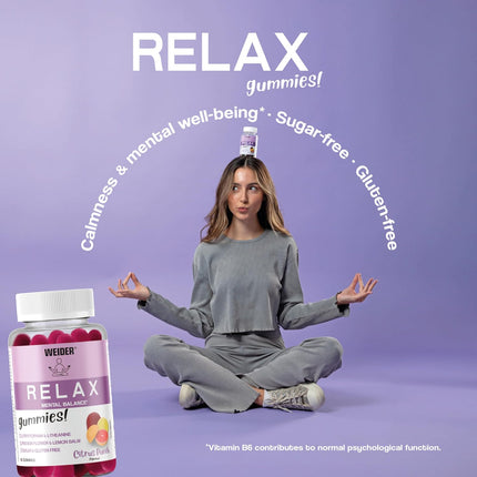 Weider Relax & Sleep Gummies with L-Theanine, L-Tryptophan, Passionflower, Lemon Balm & B6 - Citrus Punch Flavour