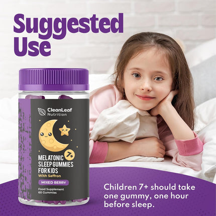 Natural Sleep Support Gummies for Kids – Promotes Healthy Sleep Patterns & Melatonin Production – 60 Count