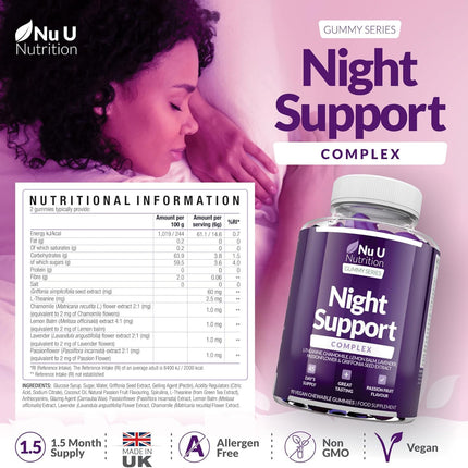 Melatonin Alternative + L-Theanine, Lavender & Chamomile – Passionfruit Flavour Gummies