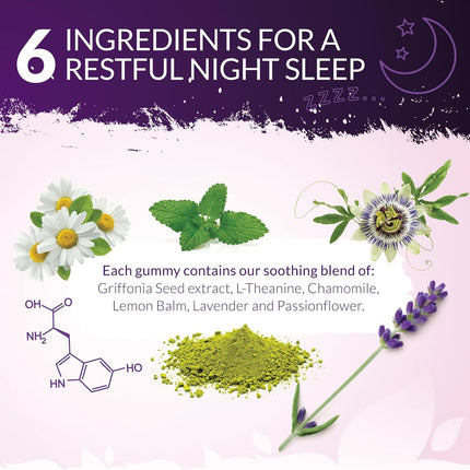 Melatonin Alternative + L-Theanine, Lavender & Chamomile – Passionfruit Flavour Gummies