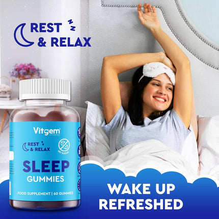 Sleep Gummies with Ashwagandha & Magnesium – Vegan, Sugar-Free, Blueberry Flavour – Natural Sleep Support