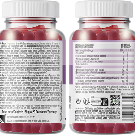 Weider Relax & Sleep Gummies with L-Theanine, L-Tryptophan, Passionflower, Lemon Balm & B6 - Citrus Punch Flavour