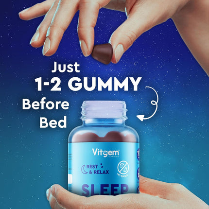 Sleep Gummies with Ashwagandha & Magnesium – Vegan, Sugar-Free, Blueberry Flavour – Natural Sleep Support