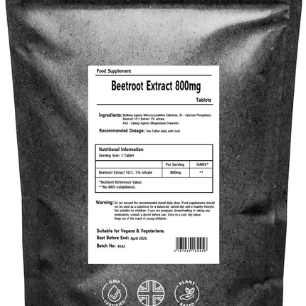 Beetroot Extract 800mg Tablets - Natural Supplement