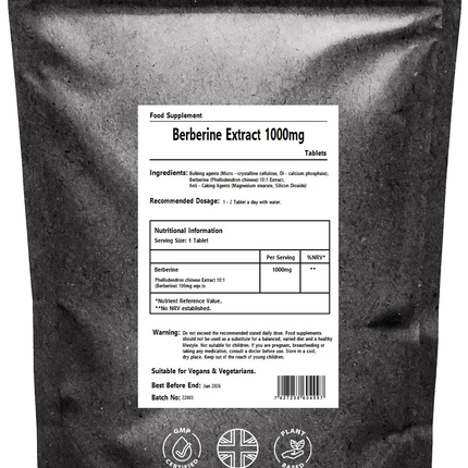 Berberine Extract 1000mg 10:1 Tablets