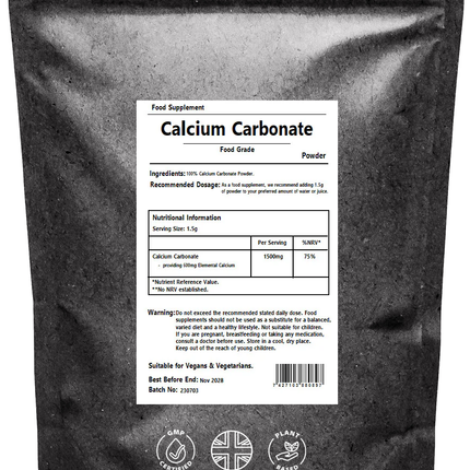 Calcium Carbonate Powder – Vegan Bone Support & Muscle Function Supplement