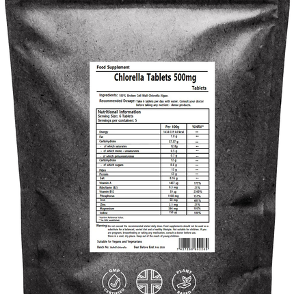 Chlorella Tablets 500mg - Broken Cell Chlorella