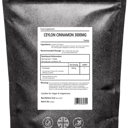 Cinnamon 3000mg Tablets - Antioxidant Formular