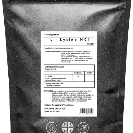 L-Lysine Powder | Cold Sores Herpes Lysine Amino Acid Supplement