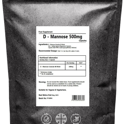 D-MANNOSE 500mg Vegan Capsules