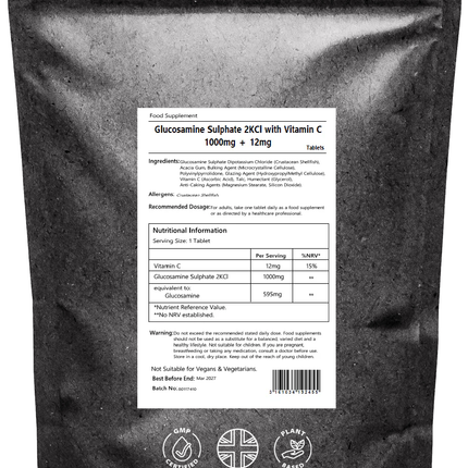 Glucosamine Sulphate 2KCl 1000mg with Vitamin C 12mg Tablets High Strength