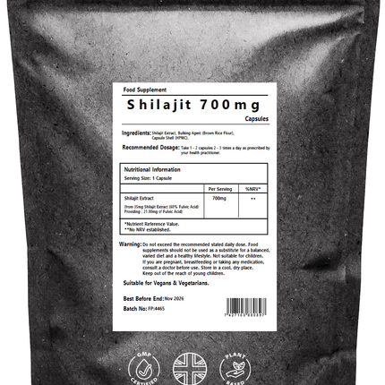 Himalayan Shilajit Extract 700mg Capsules – 60% Fulvic Acid