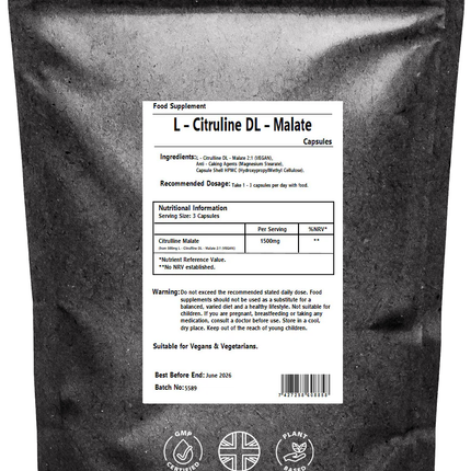L-Citrulline Malate Capsules - Pre Workout 1500mg