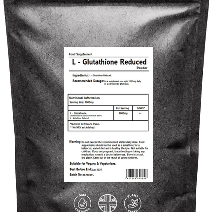 L-Glutathione Reduced Powder – Skin Health, Antioxidant, Glutathione Detox