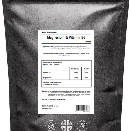 Magnesium 375mg + Vitamin B6 -  Strong Vegan Tablets - Fatigue
