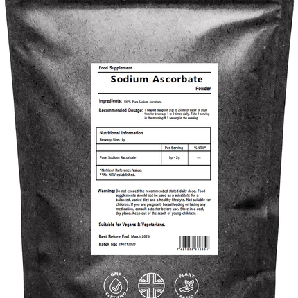 Sodium Ascorbate Powder - High Grade Buffered Vitamin C Powder for Antioxidant
