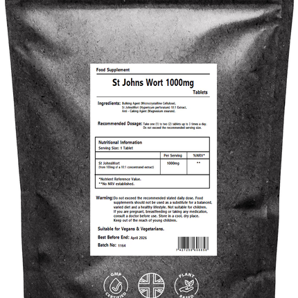 St. John's Wort 1000mg Tablets, High Strength