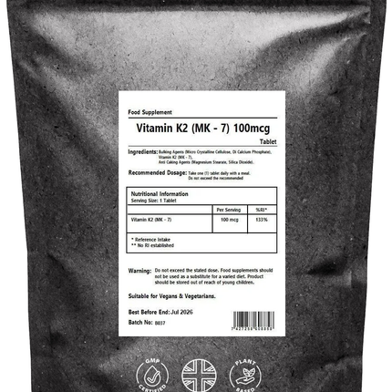 Vitamin K2 MK-7 100mcg Tablets - Bone & Blood Health