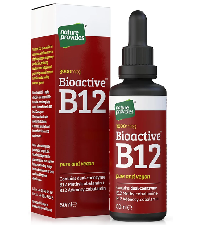 Vitamin B12 Liquid Drops 3000mcg 15ml Methylcobalamin + Adenosylcobalamin - Nature Provides