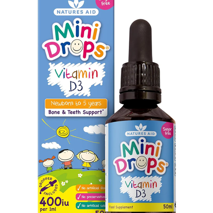 Kids Vitamin D3 Mini Drops 50m - Natures Aid